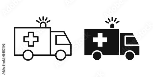 Ambulance icon collection for UI on white background