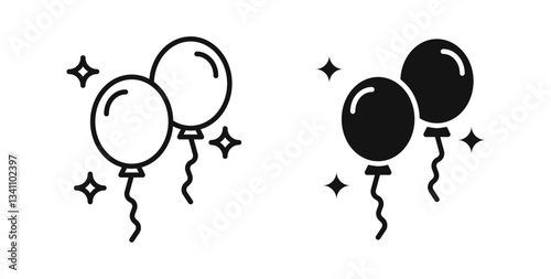 Balloons icons set in black colors on white background