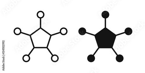 Chart connected icons set in black colors on white background