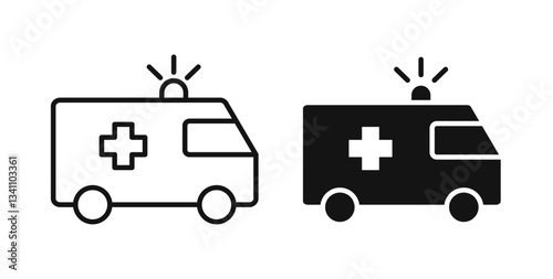Ambulance icons for app UI designs on white background