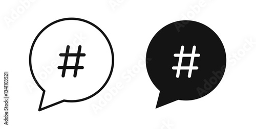 Hashtag icons on white background for web