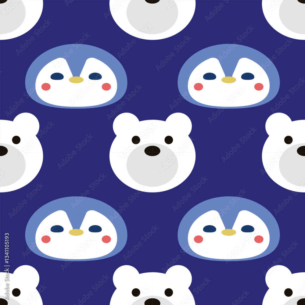 Cute Penguin and Bear Vector Seamless Pattern Digital Paper – Adorable Winter Animal Nursery Background, Baby Shower Scrapbook Paper, Kids Room Decor, Kawaii Arctic Wildlife Illustration, Blue and Whi Cute Penguin and Bear Vector Seamless Pattern Digital Paper – Adorable Winter Animal Nursery Background, Baby Shower Scrapbook Paper, Kids Room Decor, Kawaii Arctic Wildlife Illustration, Blue and Whi