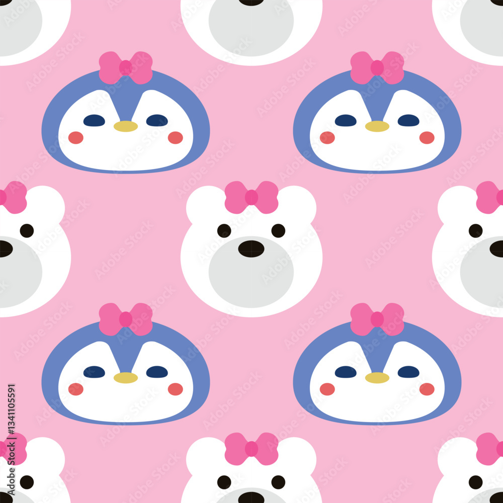 Cute Penguin and Bear Vector Seamless Pattern Digital Paper – Adorable Winter Animal Nursery Background, Baby Shower Scrapbook Paper, Kids Room Decor, Kawaii Arctic Wildlife Illustration, Blue and Whi Cute Penguin and Bear Vector Seamless Pattern Digital Paper – Adorable Winter Animal Nursery Background, Baby Shower Scrapbook Paper, Kids Room Decor, Kawaii Arctic Wildlife Illustration, Blue and Whi