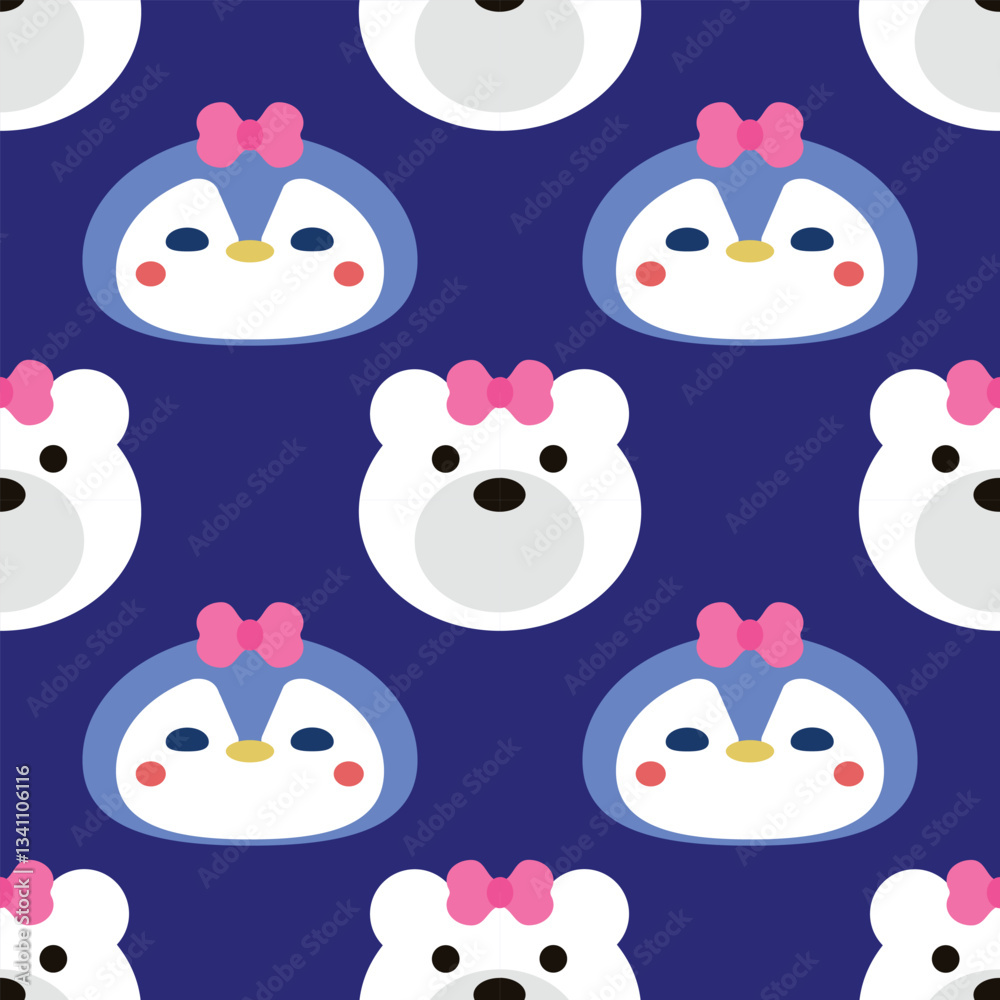 Cute Penguin and Bear Vector Seamless Pattern Digital Paper – Adorable Winter Animal Nursery Background, Baby Shower Scrapbook Paper, Kids Room Decor, Kawaii Arctic Wildlife Illustration, Blue and Whi Cute Penguin and Bear Vector Seamless Pattern Digital Paper – Adorable Winter Animal Nursery Background, Baby Shower Scrapbook Paper, Kids Room Decor, Kawaii Arctic Wildlife Illustration, Blue and Whi