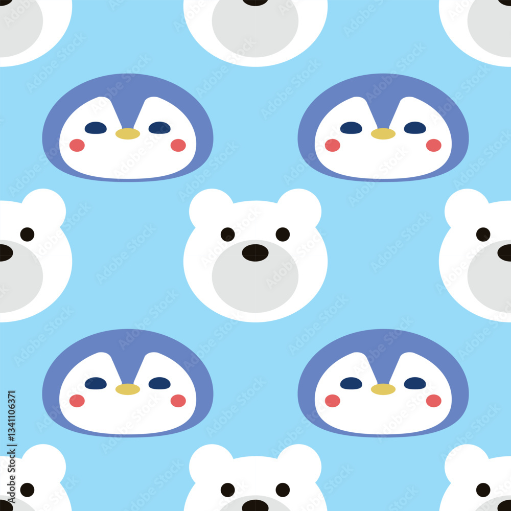 Cute Penguin and Bear Vector Seamless Pattern Digital Paper – Adorable Winter Animal Nursery Background, Baby Shower Scrapbook Paper, Kids Room Decor, Kawaii Arctic Wildlife Illustration, Blue and Whi Cute Penguin and Bear Vector Seamless Pattern Digital Paper – Adorable Winter Animal Nursery Background, Baby Shower Scrapbook Paper, Kids Room Decor, Kawaii Arctic Wildlife Illustration, Blue and Whi