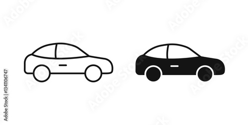 Car side view icons on white background for web