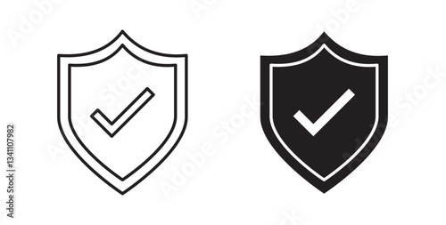 Shield check icons on white background for web