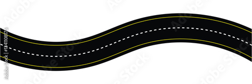 Wavy road with winding curves and horizontal path. Top view of race track and highway. Flat vector illustration isolated on white background in eps 10.