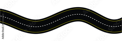 Wavy road with winding curves and horizontal path. Top view of race track and highway. Flat vector illustration isolated on white background in eps 10.