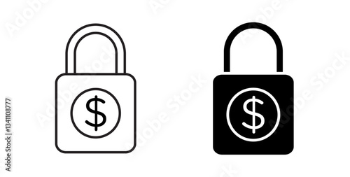 Fixed price icons set in black colors on white background