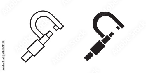 Micrometer icons set in black colors on white background