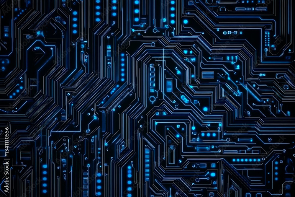 Abstract close-up of a glowing blue digital circuit board, showcasing intricate connections and technological design on a black background.
Abstract close-up of a glowing blue digital circuit board, showcasing intricate connections and technological design on a black background.