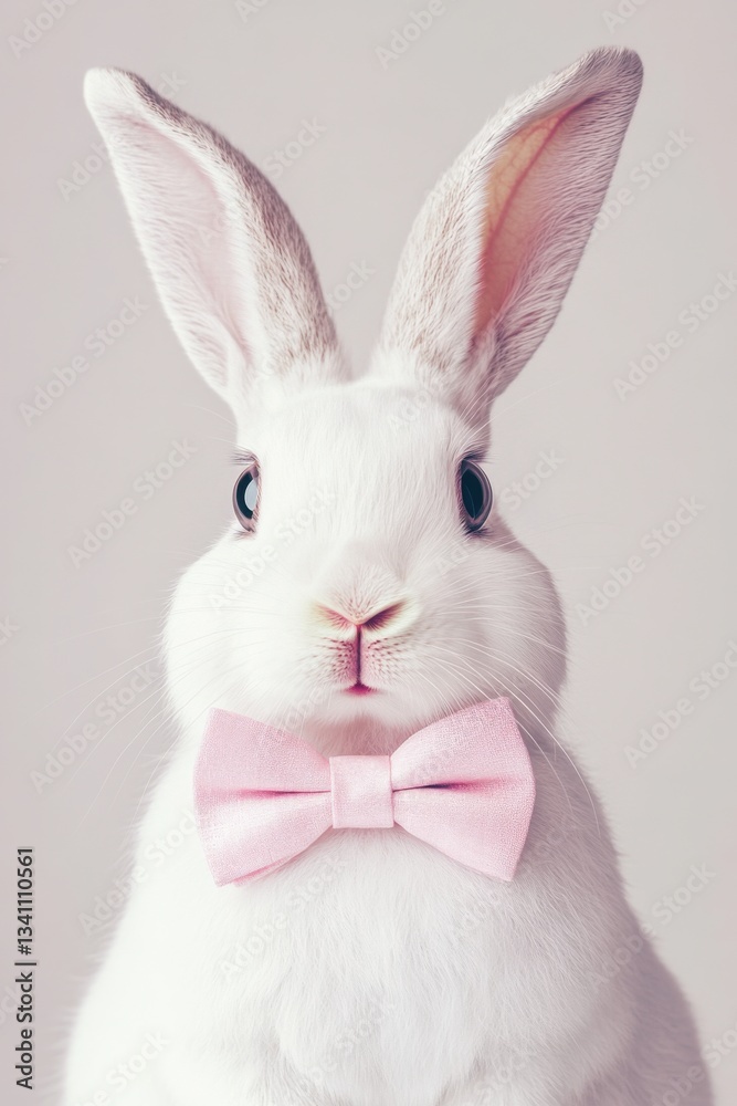 Obraz premium Dapper Easter Bunny with Pink Bow Tie