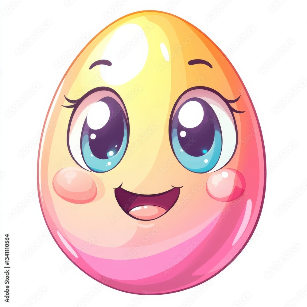 Fototapeta premium Kawaii Easter Egg with Sparkling Eyes