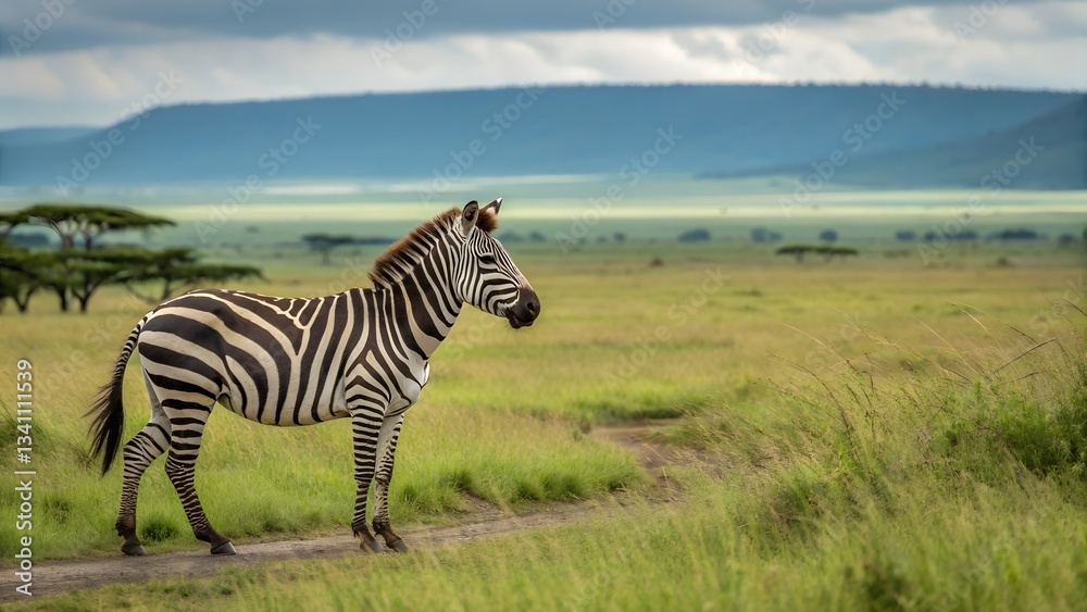 Naklejka premium zebra standing on ground