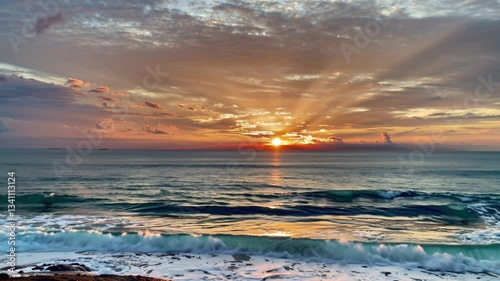 Mesmerizing Sunset Over Ocean Waves Timelapse
