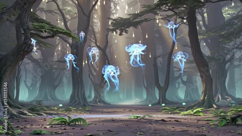 Mystic Forest Spirits: 3D Animated Wisps Dancing in an Enchanted Grove