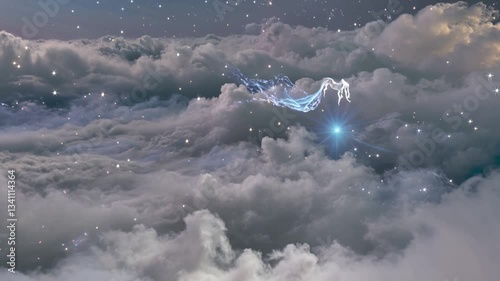 Nebula Whisper: 3D Ethereal Horse Drifting in Cosmic Clouds