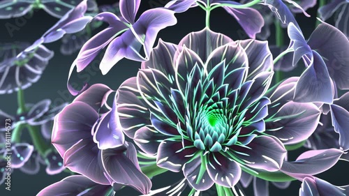 Quantum Bloom: 3D Animated Abstract Flower in a Digital Universe