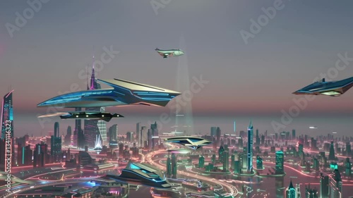 Urban Mirage: 3D Animated Floating Architecture in a Surreal Cityscape