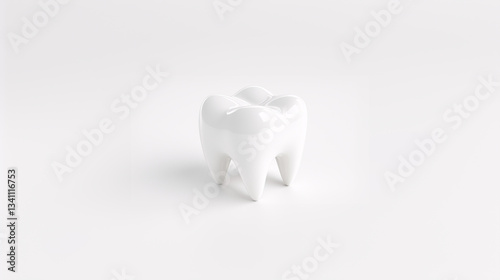 White tooth on a light background symbolizing health and oral care. Concept of dentistry and prevention.