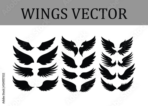Designs That Soar: Our Wings Vector Set Combines Timeless Beauty and Bold Styles for Perfect Results in Logos, Illustrations, Websites, and Any Creative Project You Can Imagine.