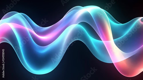 Abstract Digital Waveform With Glowing Blue And Pink Lights On Dark Background