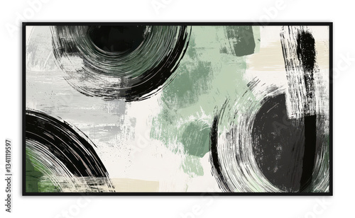 Abstract minimalist wall art of circular brushstroke