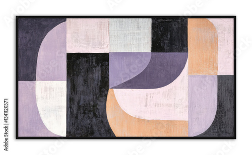 Modern geometric abstract art in lavender and black
