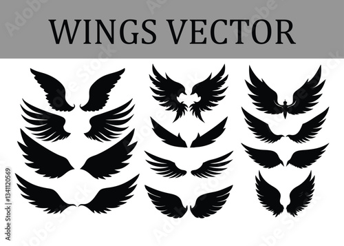 Unleash Your Creative Spirit with Our Stunning Wings Vector Collection – From Angelic Feathers to Majestic Birds, These Designs Will Take Your Projects to New Heights.