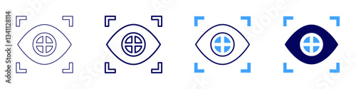 Eye abnormal pupil size icon in 4 different styles. Thin Line, Line, Bold Line, Duotone. Duotone style. Editable stroke