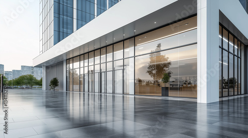 mockup realistic display Modern storefront building 