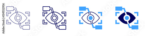 Eye depth perception icon in 4 different styles. Thin Line, Line, Bold Line, Duotone. Duotone style. Editable stroke