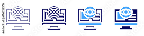 Eye eyelid spasm causes icon in 4 different styles. Thin Line, Line, Bold Line, Duotone. Duotone style. Editable stroke