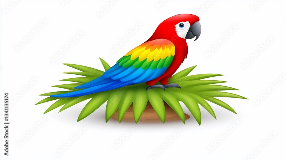 Fototapeta premium Vibrant parrot perched on lush foliage