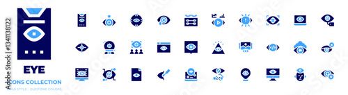 Eye icon collection. Bold style. Duotone colors. vision, view, eyelashes, research, password, metis, paranoia, crystal ball, brand, views, blind, tears