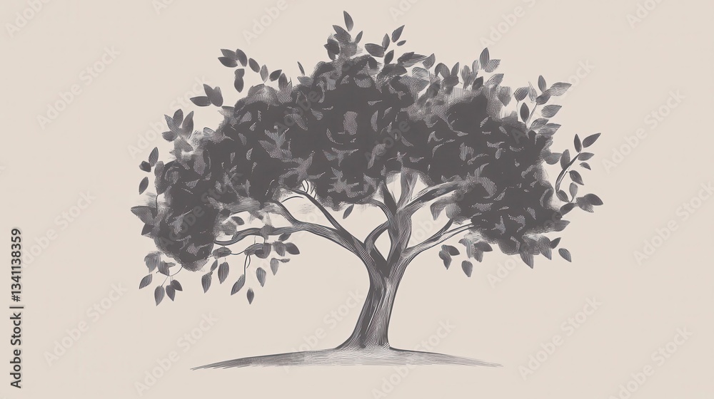 Fototapeta premium A Majestic Tree Illustration: A Timeless Artistic Creation