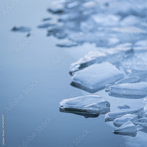 Obraz na płótnie ice sheet - frozen lake - melting ice - beautiful detail - cold w salonie