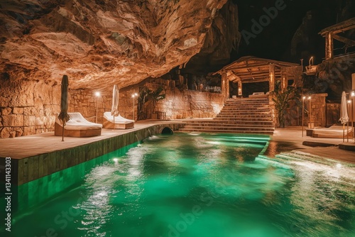 In Australia's Jenolan Caves, River Cave features a water pool photo