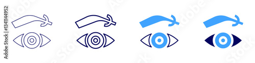 Eye lubrication issues icon in 4 different styles. Thin Line, Line, Bold Line, Duotone. Duotone style. Editable stroke
