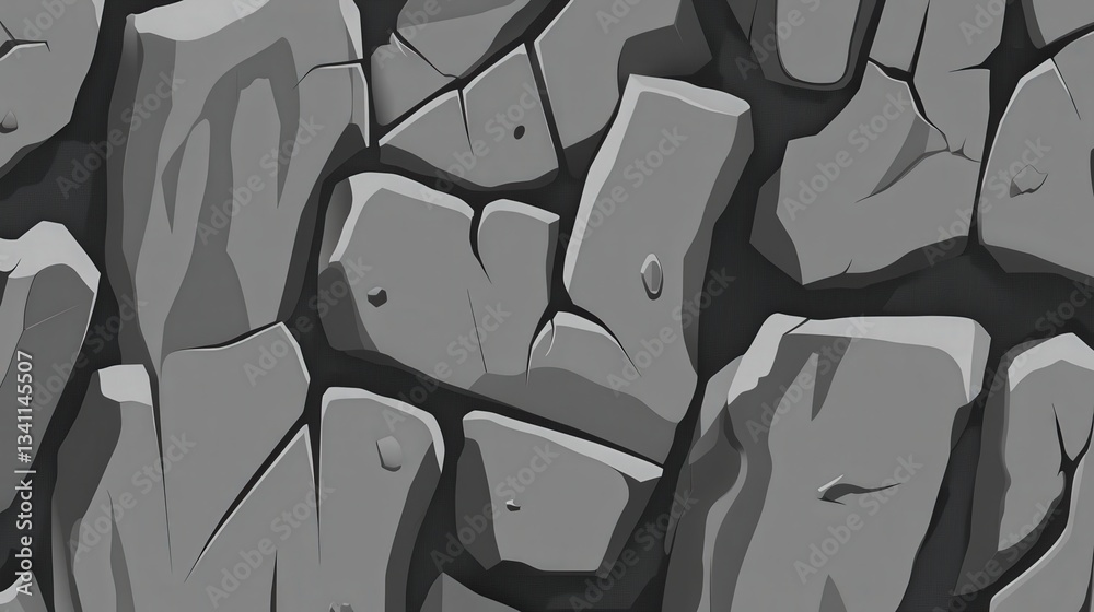 Fototapeta premium Detailed Gray Stone Texture Design for Game Backgrounds and 3D Models