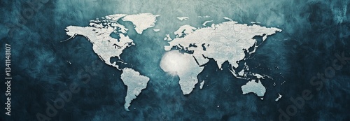 An antique globe is set against a vintage map, with a selective focus that evokes a retro style, and embodies concepts of science, education, and travel, all of which are deeply connected to history