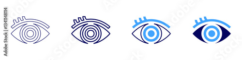 Eye pink eye icon in 4 different styles. Thin Line, Line, Bold Line, Duotone. Duotone style. Editable stroke