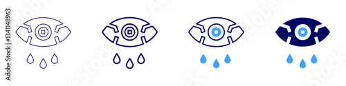 Eye puffiness overnight cause icon in 4 different styles. Thin Line, Line, Bold Line, Duotone. Duotone style. Editable stroke