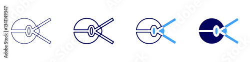 Eye pupil reactivity issue icon in 4 different styles. Thin Line, Line, Bold Line, Duotone. Duotone style. Editable stroke