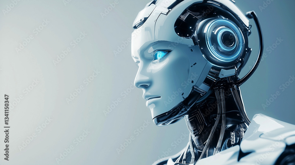 Robot on blurred background, robotics