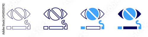 Eye seasonal allergies icon in 4 different styles. Thin Line, Line, Bold Line, Duotone. Duotone style. Editable stroke