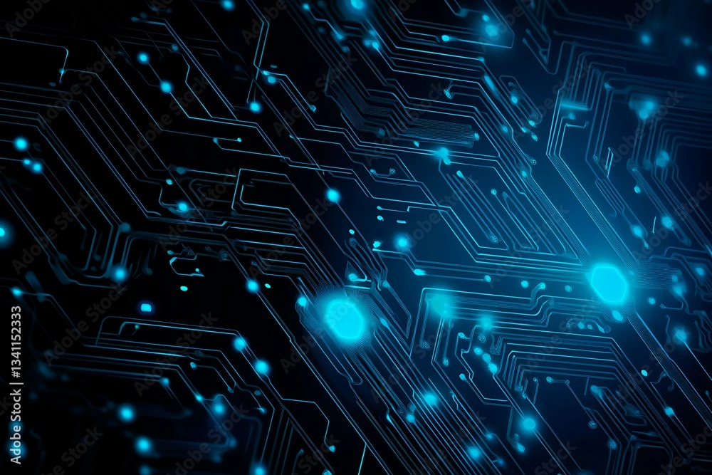Abstract close-up of a glowing blue digital circuit board, showcasing intricate connections and technological design on a black background.
Abstract close-up of a glowing blue digital circuit board, showcasing intricate connections and technological design on a black background.