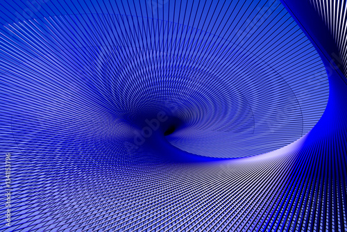Fototapeta Naklejka Na Ścianę i Meble -  Futuristic 3D abstract background with a vortex of thin blue lines. Dynamic geometric tunnel with depth and motion effect. Perfect for technology, digital art, and sci-fi concepts.