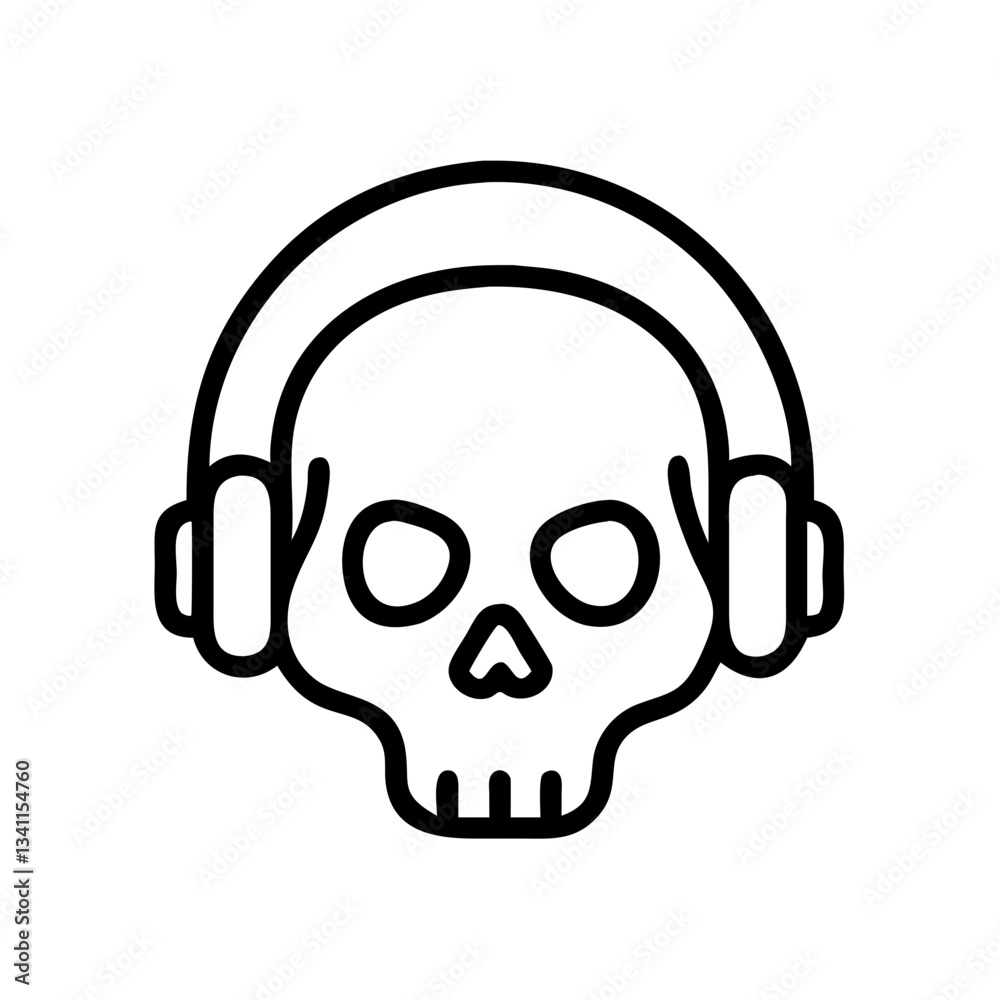 Skull with headphones icon on a transparent background for Halloween and music-themed graphic design Skull with headphones icon on a transparent background for Halloween and music-themed graphic design